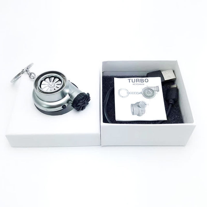 Creative Turbo Spinning Turbine Electric Lighter Keychain - Matte Silver - image 10