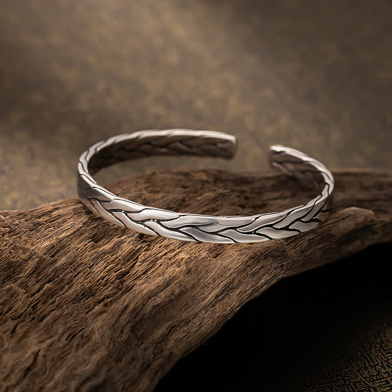 Minimalist Retro Braided Wheat Adjustable Cuff Bracelet - image 1