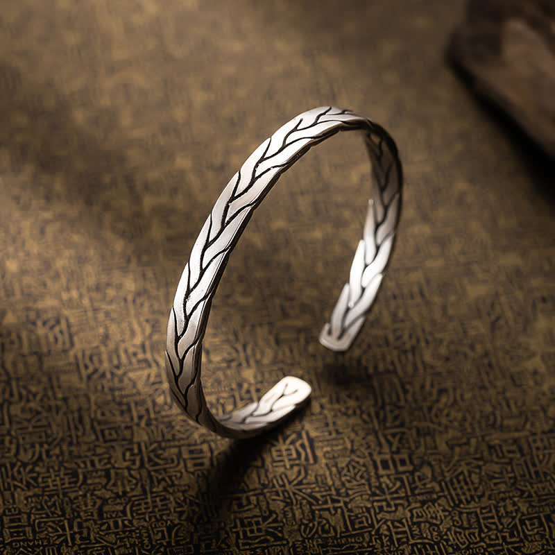 Minimalist Retro Braided Wheat Adjustable Cuff Bracelet - image 2