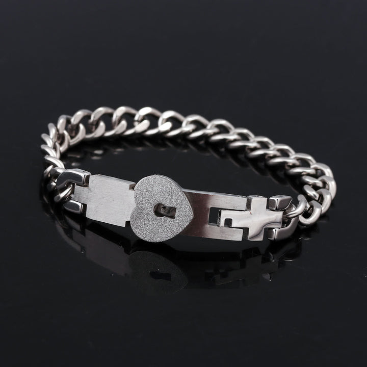 2Pcs Matching Heart Lock And Key Interlocking Couple Bracelets Set - image 6