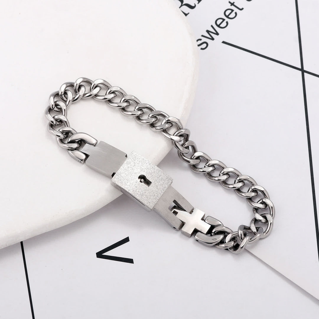 2Pcs Matching Heart Lock And Key Interlocking Couple Bracelets Set - image 9