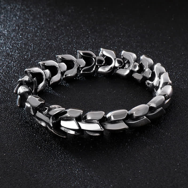 Men's Punk Chunky Heavy Dragon Scale Cuban Bracelet - Silver - 9.45" / 24cm - image 0