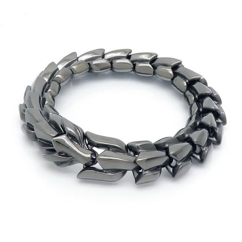 Men's Punk Chunky Heavy Dragon Scale Cuban Bracelet - Gray - 8.66" / 22cm - image 6