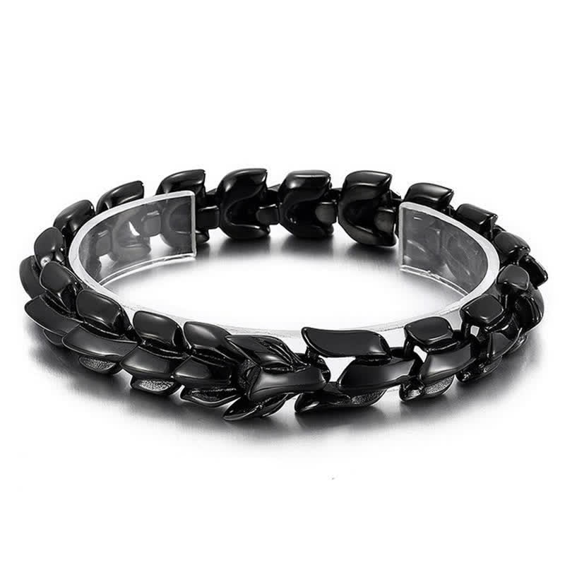 Men's Punk Chunky Heavy Dragon Scale Cuban Bracelet - Black - 8.66" / 22cm - image 5