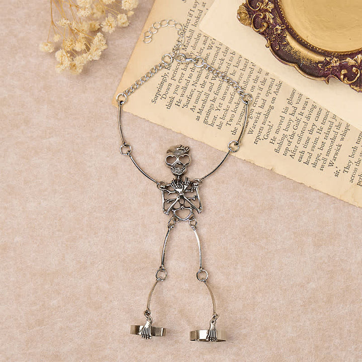 Skeleton Hand Chain Halloween Bracelet With Rings - image 2