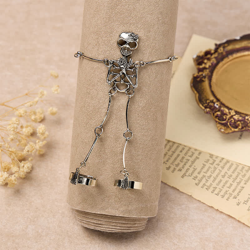 Skeleton Hand Chain Halloween Bracelet With Rings - image 1