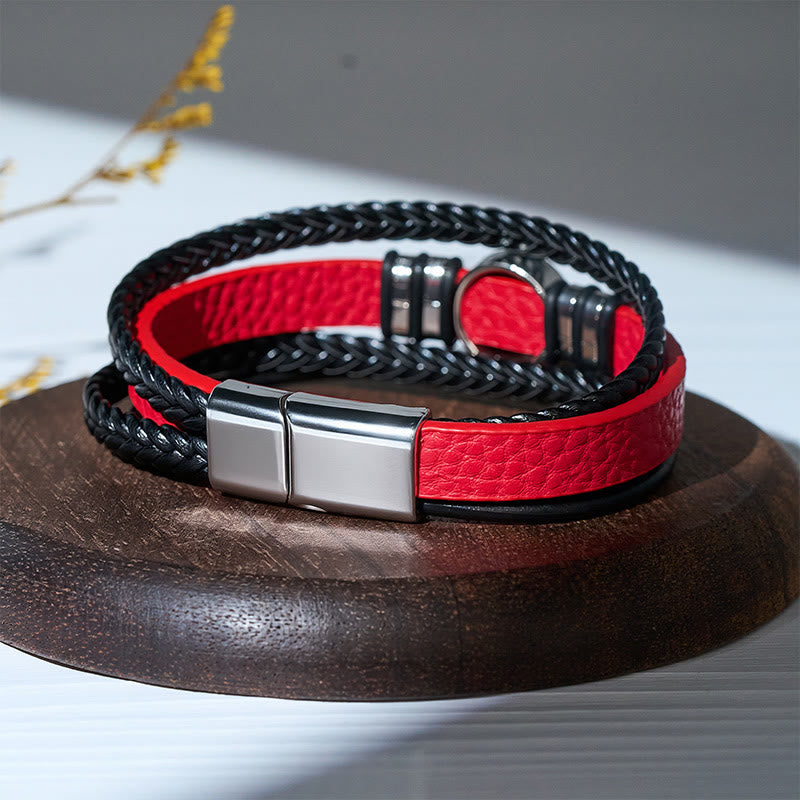 Western Black Braided Leather Tree Of Life Magnetic Bracelet - image 7