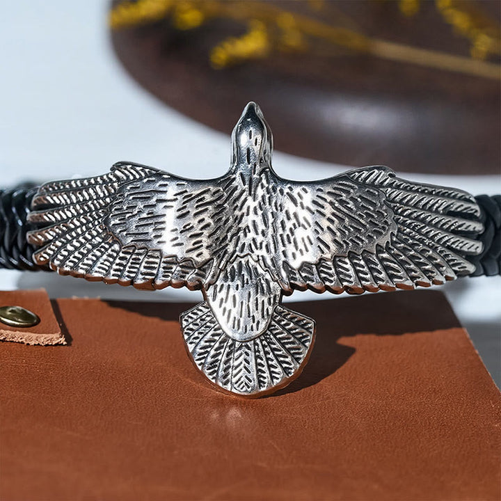 Men's Vintage Western Braided Leather Spread Eagle Bracelet - image 10