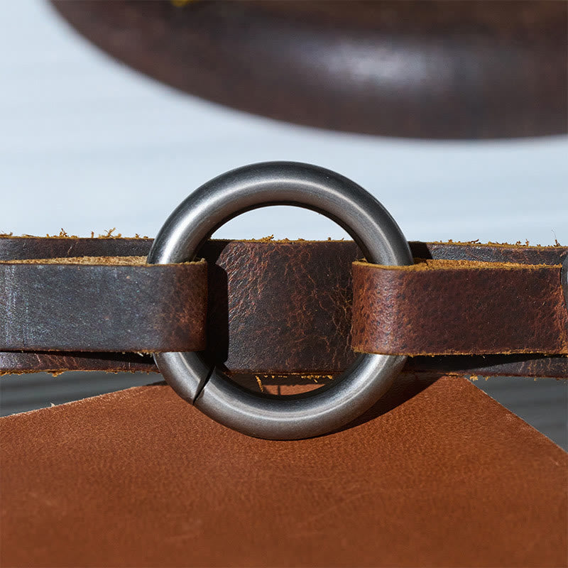 Men's Vintage Minimalist Leather O-ring Street Bracelet - image 6