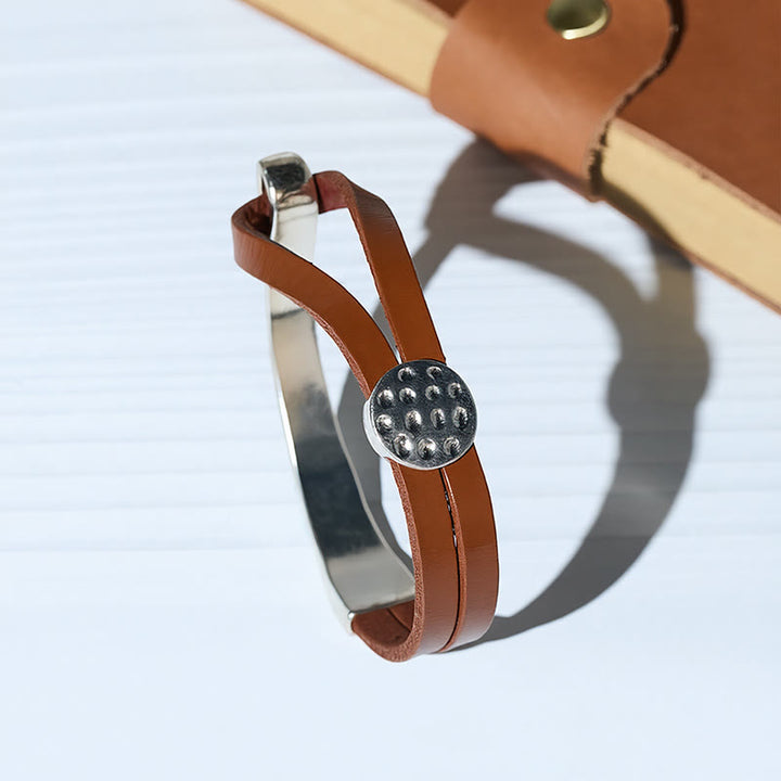 Men's Modern Minimalist Mixed Metal & Leather Bracelet - image 0