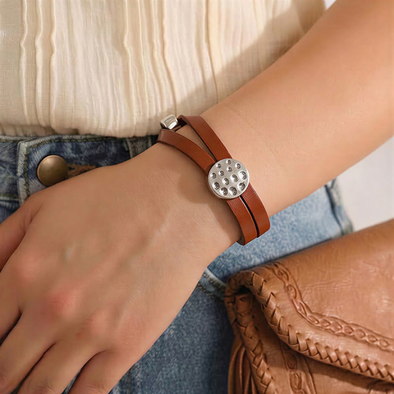Men's Modern Minimalist Mixed Metal & Leather Bracelet - image 2