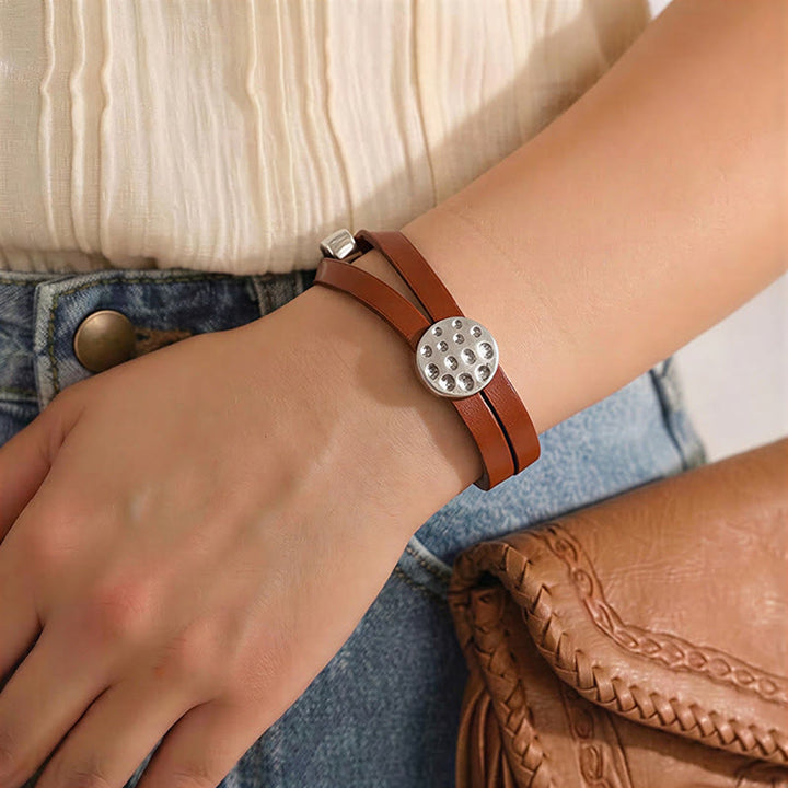 Men's Modern Minimalist Mixed Metal & Leather Bracelet - image 2