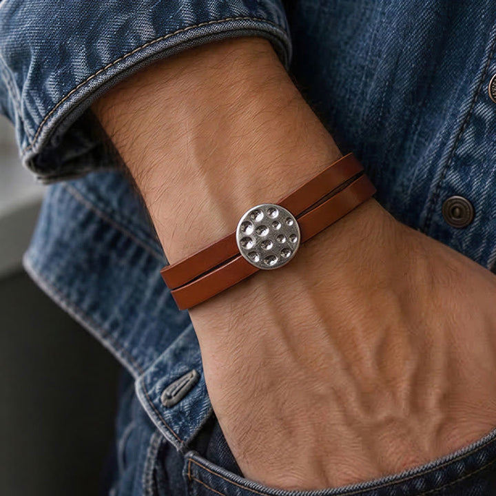 Men's Modern Minimalist Mixed Metal & Leather Bracelet - image 1