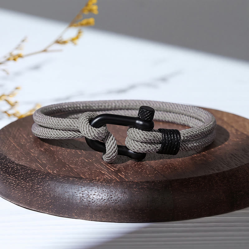 Minimalist Milan Cord Black Stainless Steel U-clasp Bracelet - Dark Grey - image 5