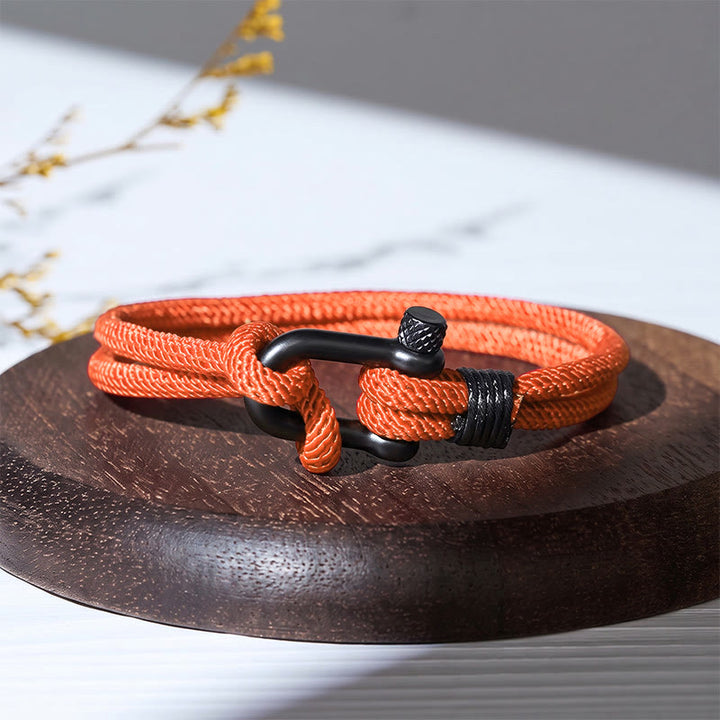 Minimalist Milan Cord Black Stainless Steel U-clasp Bracelet - Orange - image 7