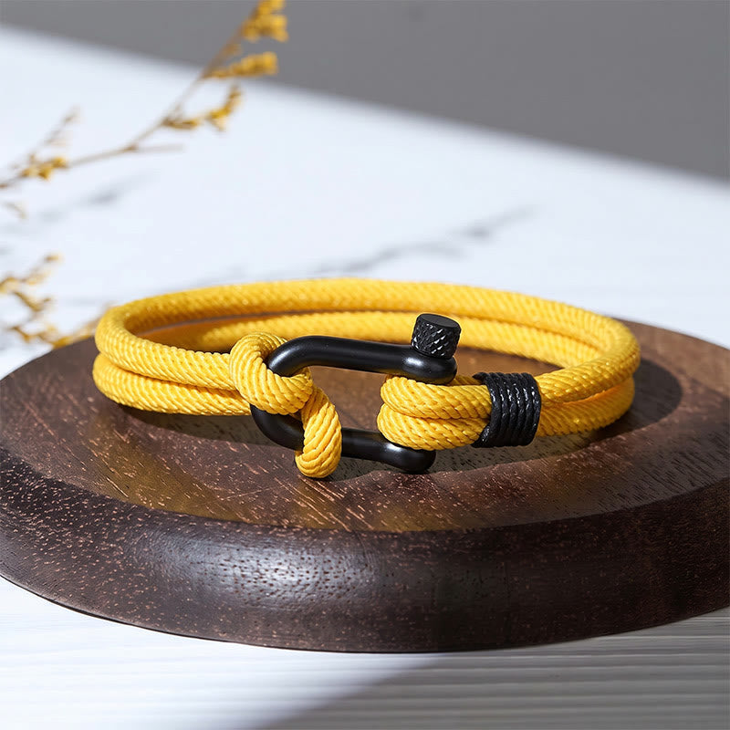 Minimalist Milan Cord Black Stainless Steel U-clasp Bracelet - Yellow - image 17