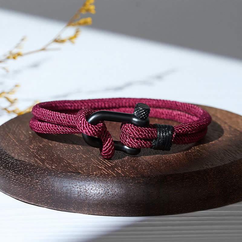 Minimalist Milan Cord Black Stainless Steel U-clasp Bracelet - Wine - image 4