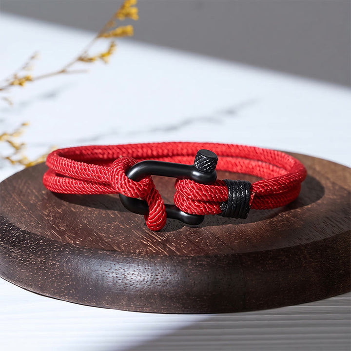 Minimalist Milan Cord Black Stainless Steel U-clasp Bracelet - Red - image 18