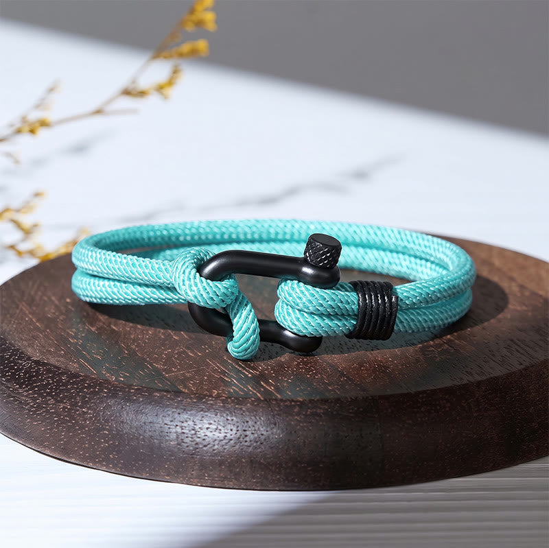 Minimalist Milan Cord Black Stainless Steel U-clasp Bracelet - Sky Blue - image 11