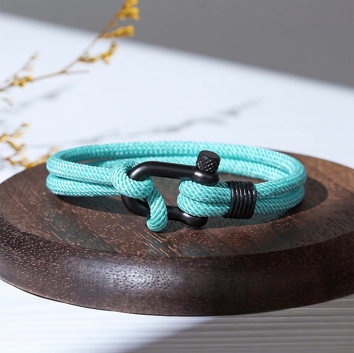 Minimalist Milan Cord Black Stainless Steel U-clasp Bracelet - Sky Blue - image 11