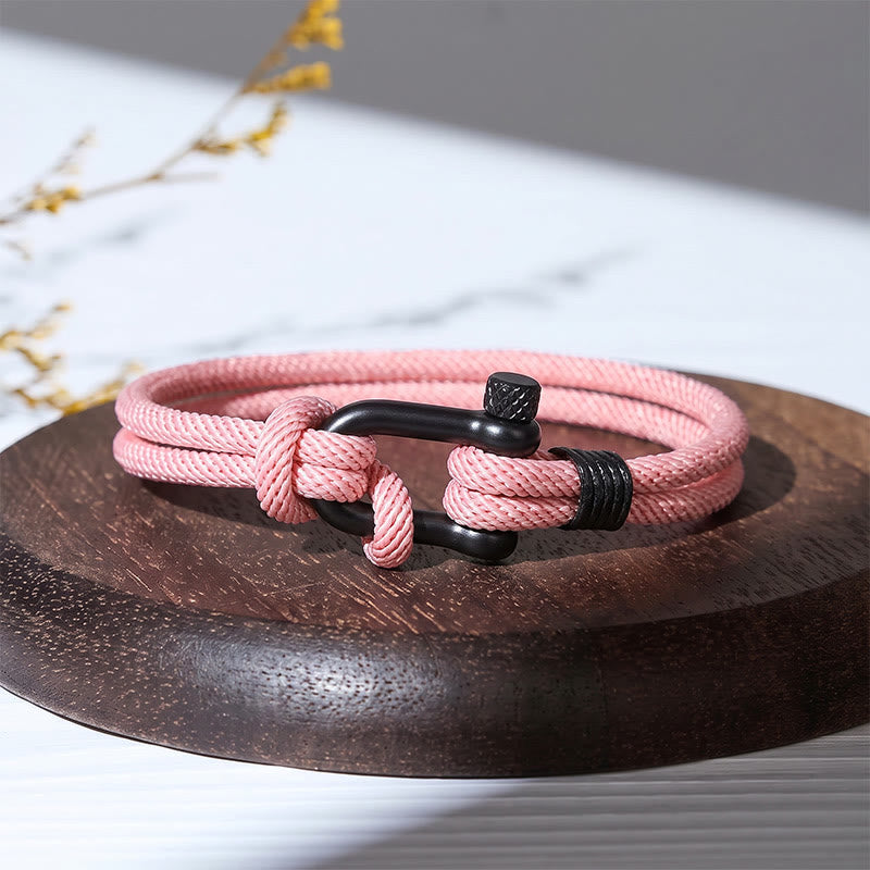 Minimalist Milan Cord Black Stainless Steel U-clasp Bracelet - Pink - image 10