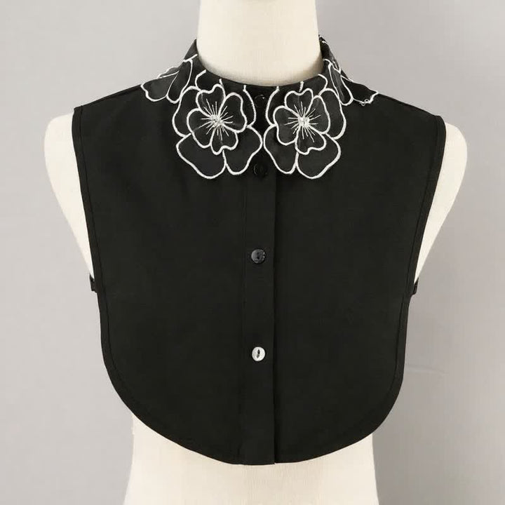 Bloom Organza Floral Embroidered Removable Fake Collar - Black - One Size - image 6