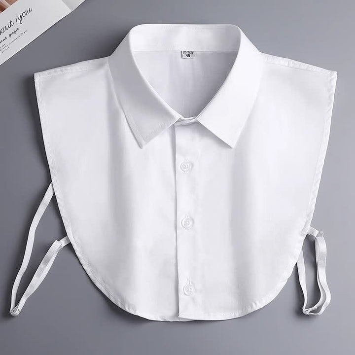Unisex Classic Solid Color Removable Cotton Fake Collar - White - 3XL - image 2