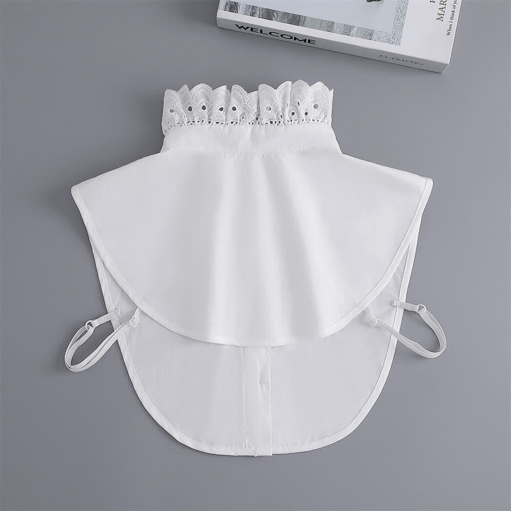 Women's White Eyelet Lace Ruffled Detachable Stand Fake Collar - image 6