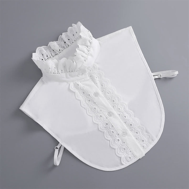 Women's White Eyelet Lace Ruffled Detachable Stand Fake Collar - image 5