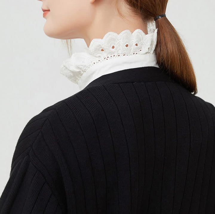 Women's White Eyelet Lace Ruffled Detachable Stand Fake Collar - image 3