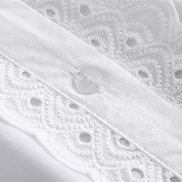 Women's White Eyelet Lace Ruffled Detachable Stand Fake Collar - image 9
