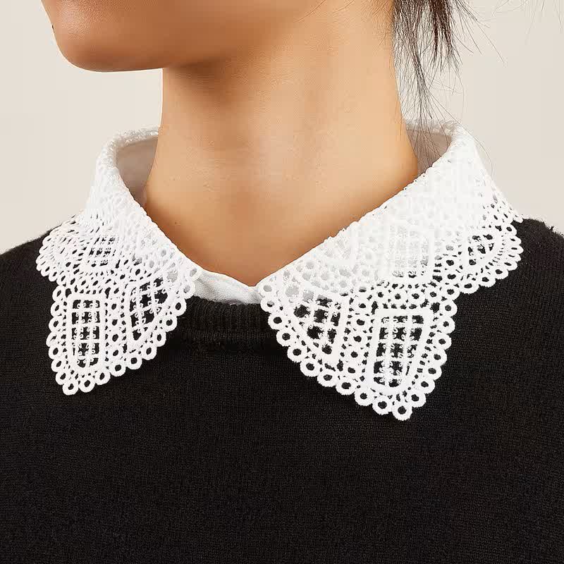 Women's Cute Chiffon Sweet Crochet Lace Detachable Fake Collar - image 0