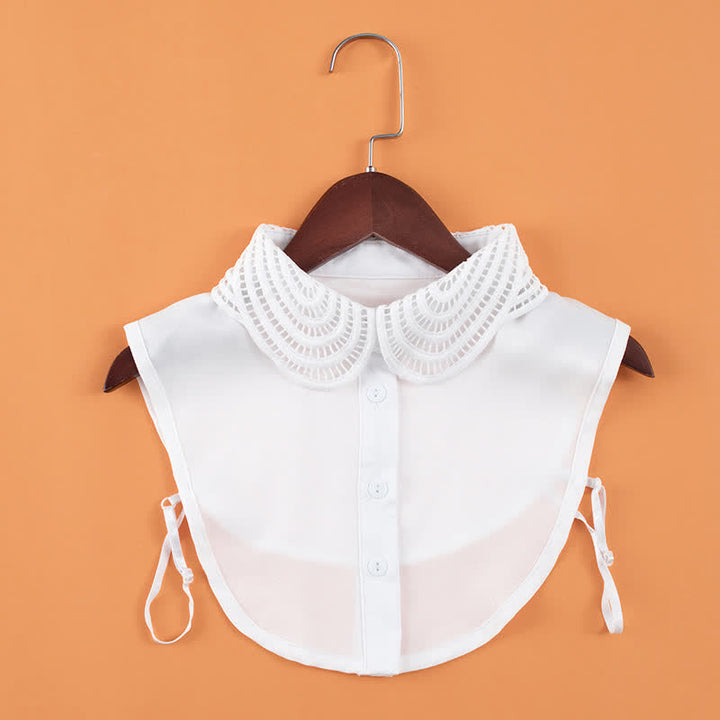 Women's Elegant Hollow Crochet Lace Detachable Round Fake Collar - White - One Size - image 1