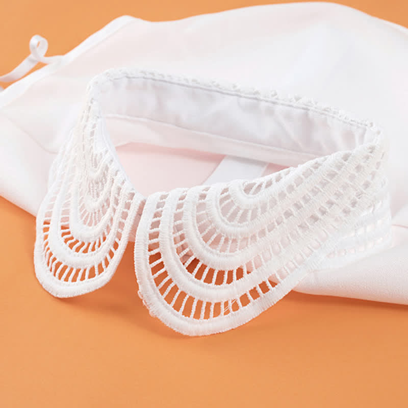 Women's Elegant Hollow Crochet Lace Detachable Round Fake Collar - image 4