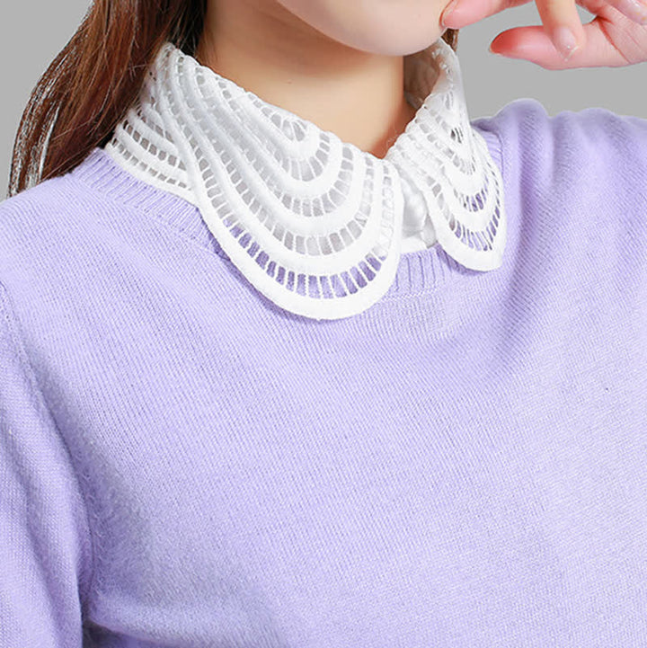 Women's Elegant Hollow Crochet Lace Detachable Round Fake Collar - image 0