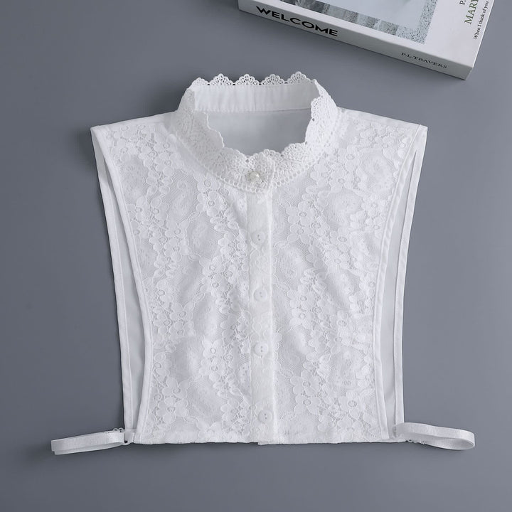 Women's Victorian Full Floral Lace Detachable Stand Up Fake Collar - White - One Size - image 2