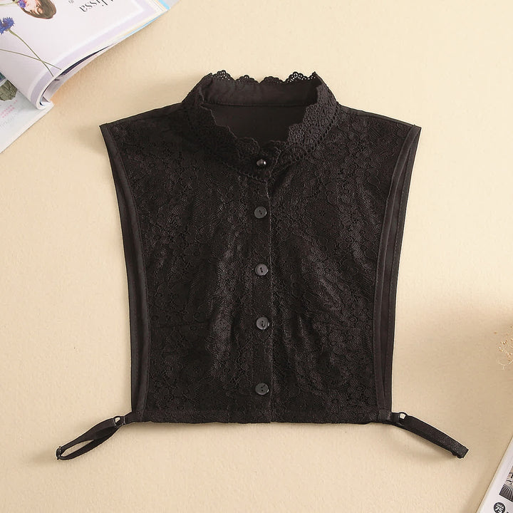 Women's Victorian Full Floral Lace Detachable Stand Up Fake Collar - Black - One Size - image 11