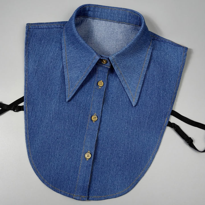 Classic Pointed Denim Detachable Large Pointed Fake Collar - Navy - One Size - image 6
