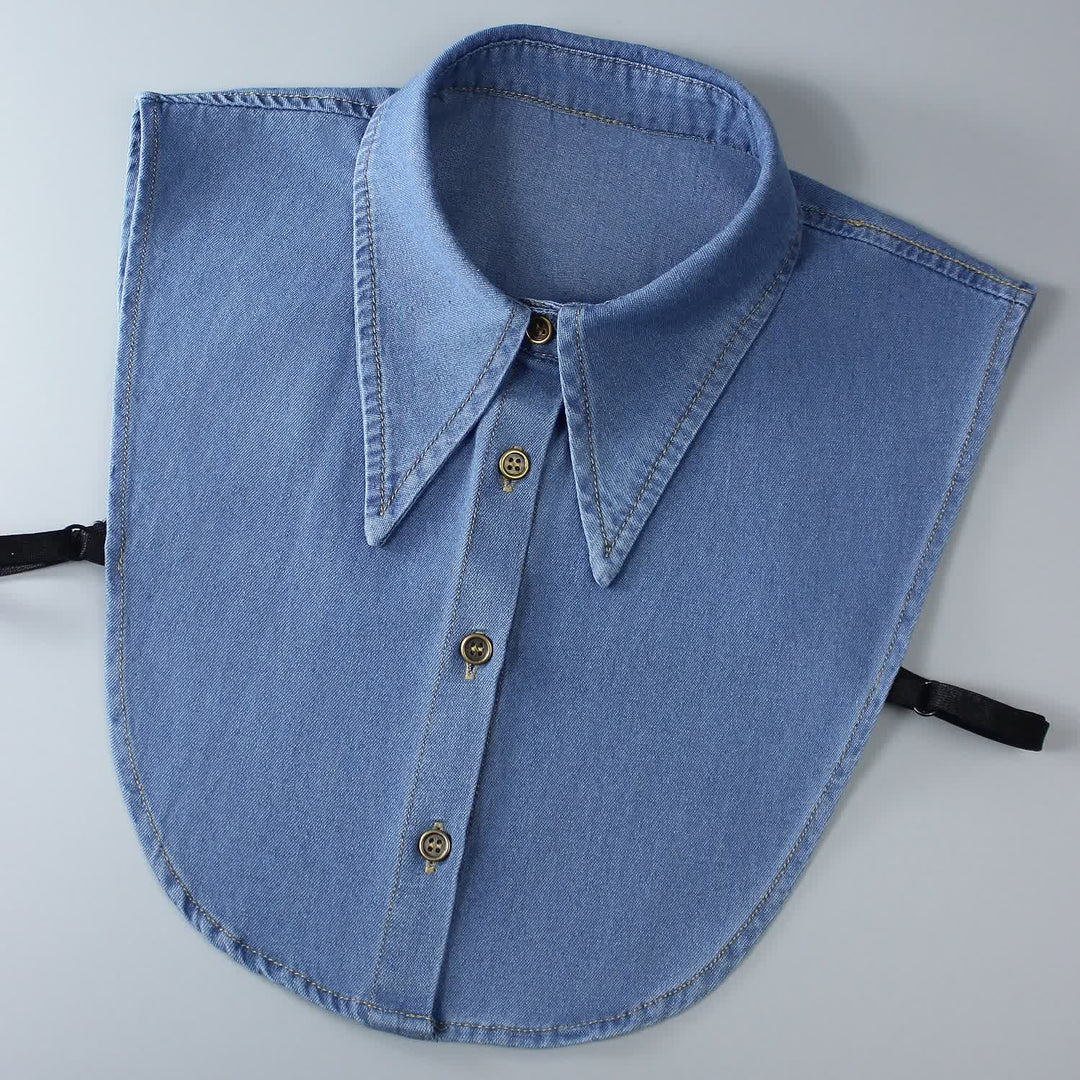 Classic Pointed Denim Detachable Large Pointed Fake Collar - Royal Blue - One Size - image 3