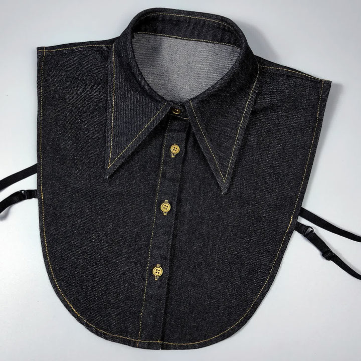 Classic Pointed Denim Detachable Large Pointed Fake Collar - Black - One Size - image 4