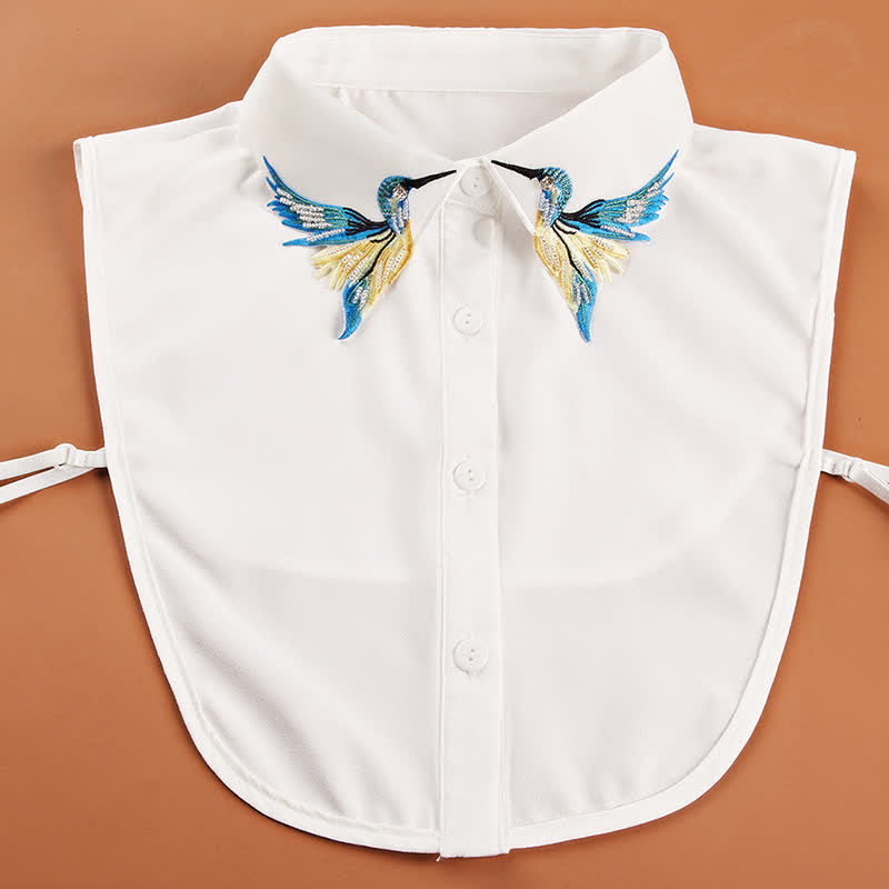 Women's Cute Colored Hummingbird Embroidered Fake Collar - image 3