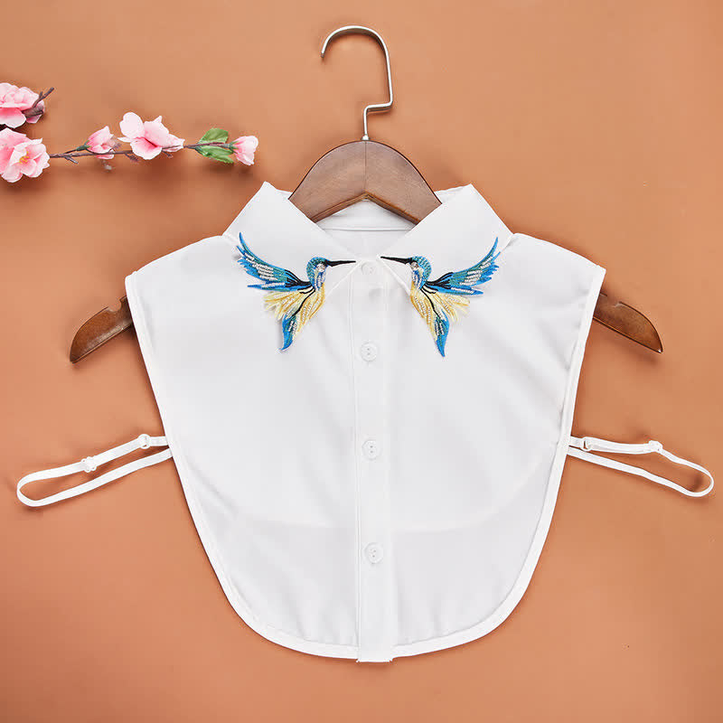 Women's Cute Colored Hummingbird Embroidered Fake Collar - White - One Size - image 1