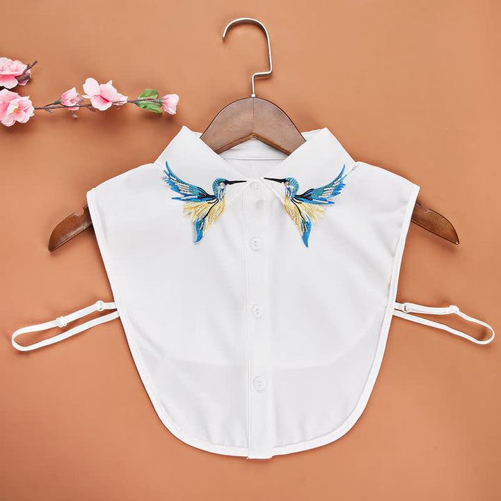 Women's Cute Colored Hummingbird Embroidered Fake Collar - White - One Size - image 1