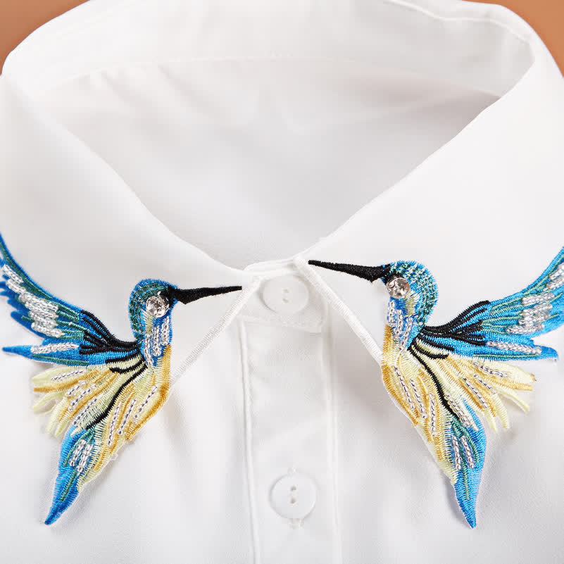 Women's Cute Colored Hummingbird Embroidered Fake Collar - image 5
