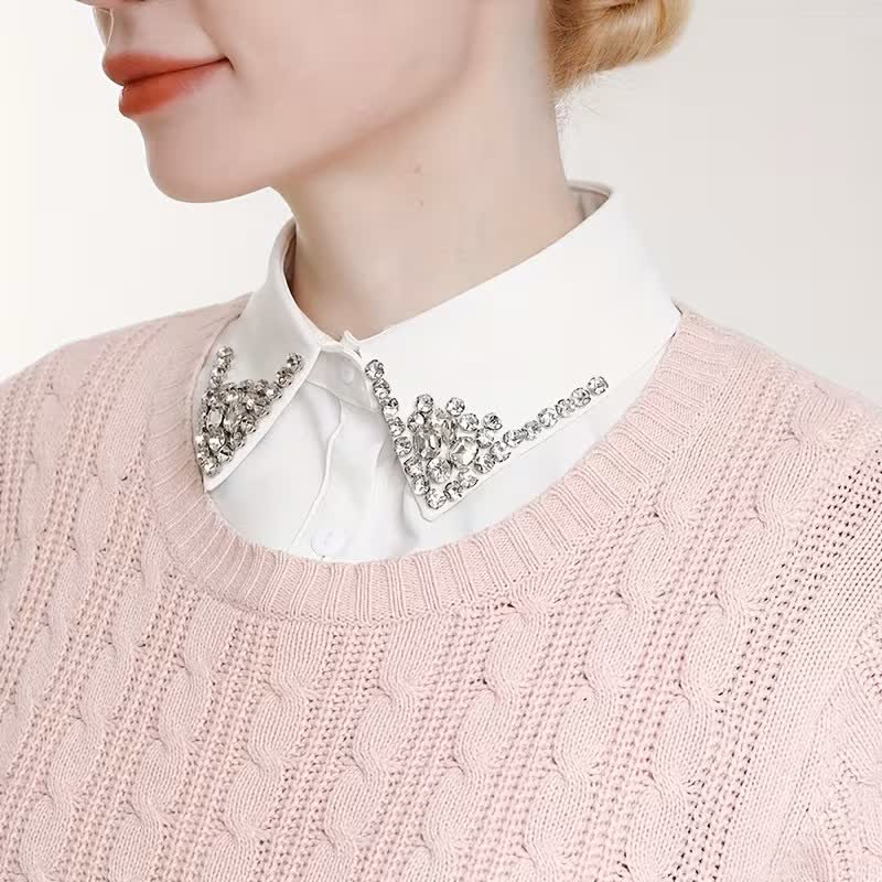 Women's Chic Rhinestones Embellished Detachable Fake Collar - image 0
