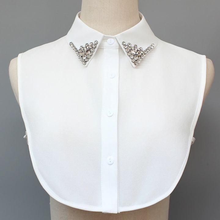 Women's Chic Rhinestones Embellished Detachable Fake Collar - White - One Size - image 1