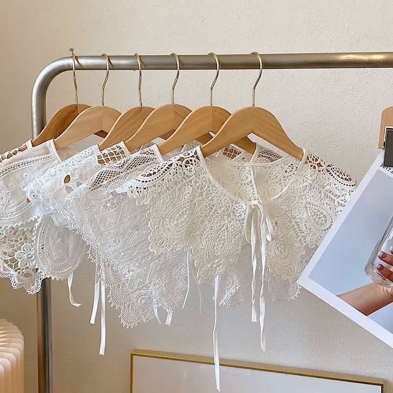 Women's White Crochet Lace Capelet Detachable Fake Collar - image 2