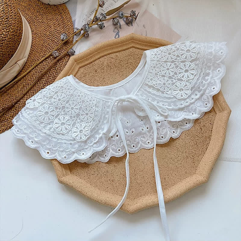 Women's White Crochet Lace Capelet Detachable Fake Collar - Style #2 - One Size - image 3