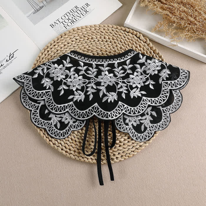Women's Vintage Floral Embroidered Shawl Fake Collar Cape - image 2