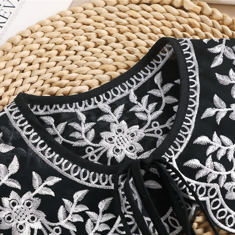 Women's Vintage Floral Embroidered Shawl Fake Collar Cape - image 3